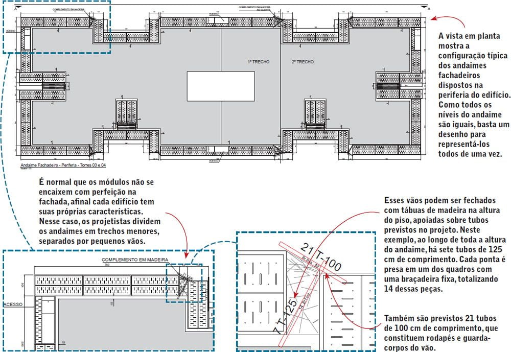 Plantas Projeto de andaime fachadeiro SH Locação e Venda de Formas para Concreto Andaimes e